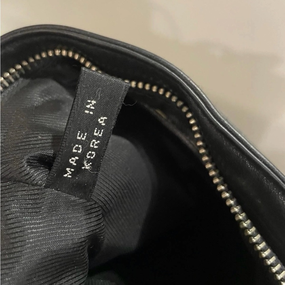 Vintage Ralph Lauren Black Leather Crossbody Shoulder Bag Y2K Silver Logo - Picture 7 of 14